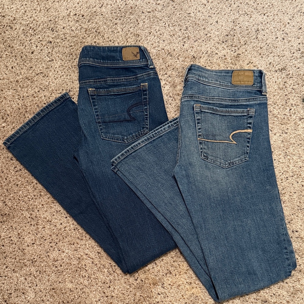 American Eagle Outfitters Bootcut Jeans Duo - Dark Blue & Medium Blue
